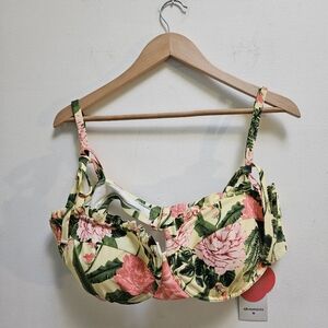 Agua Bendita x Target Plus Size Bikini Top Swim Beach Peony Floral Size 18